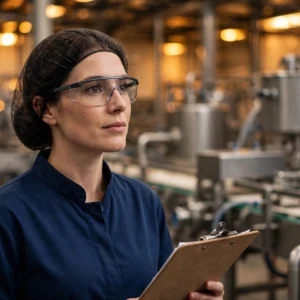 Internal Auditing course thumbnail: quality auditor with clipboard in a food manufacturing facility