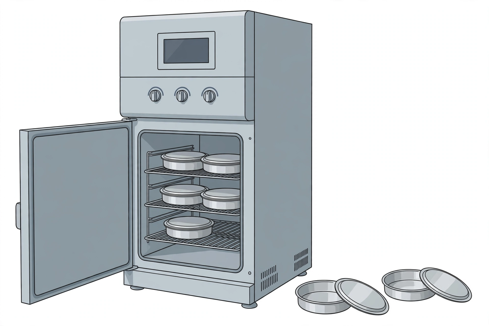 Hot air oven with aluminium dishes for total solids determination