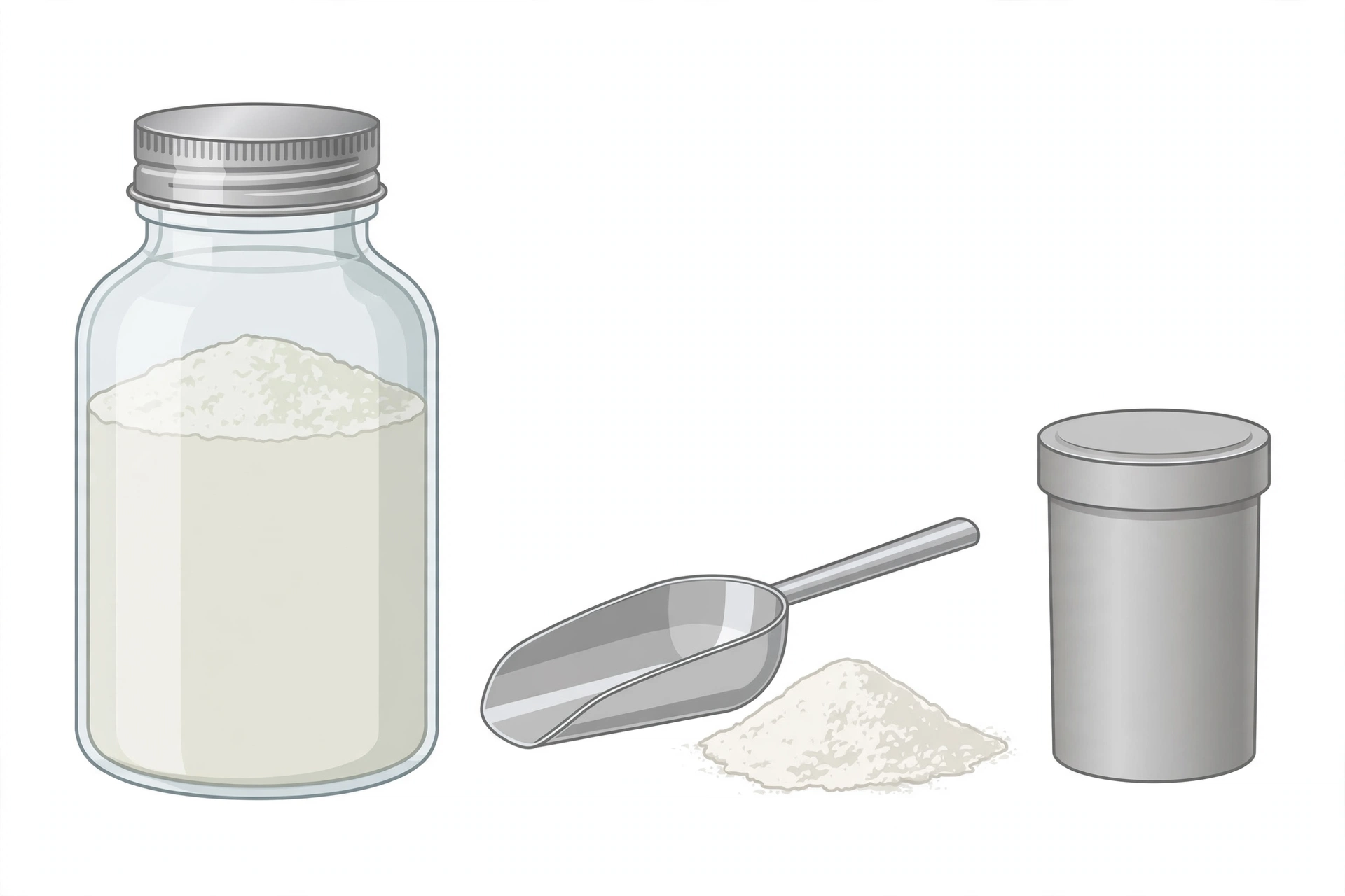 Sample jar, scoop and sealed container for flour sampling