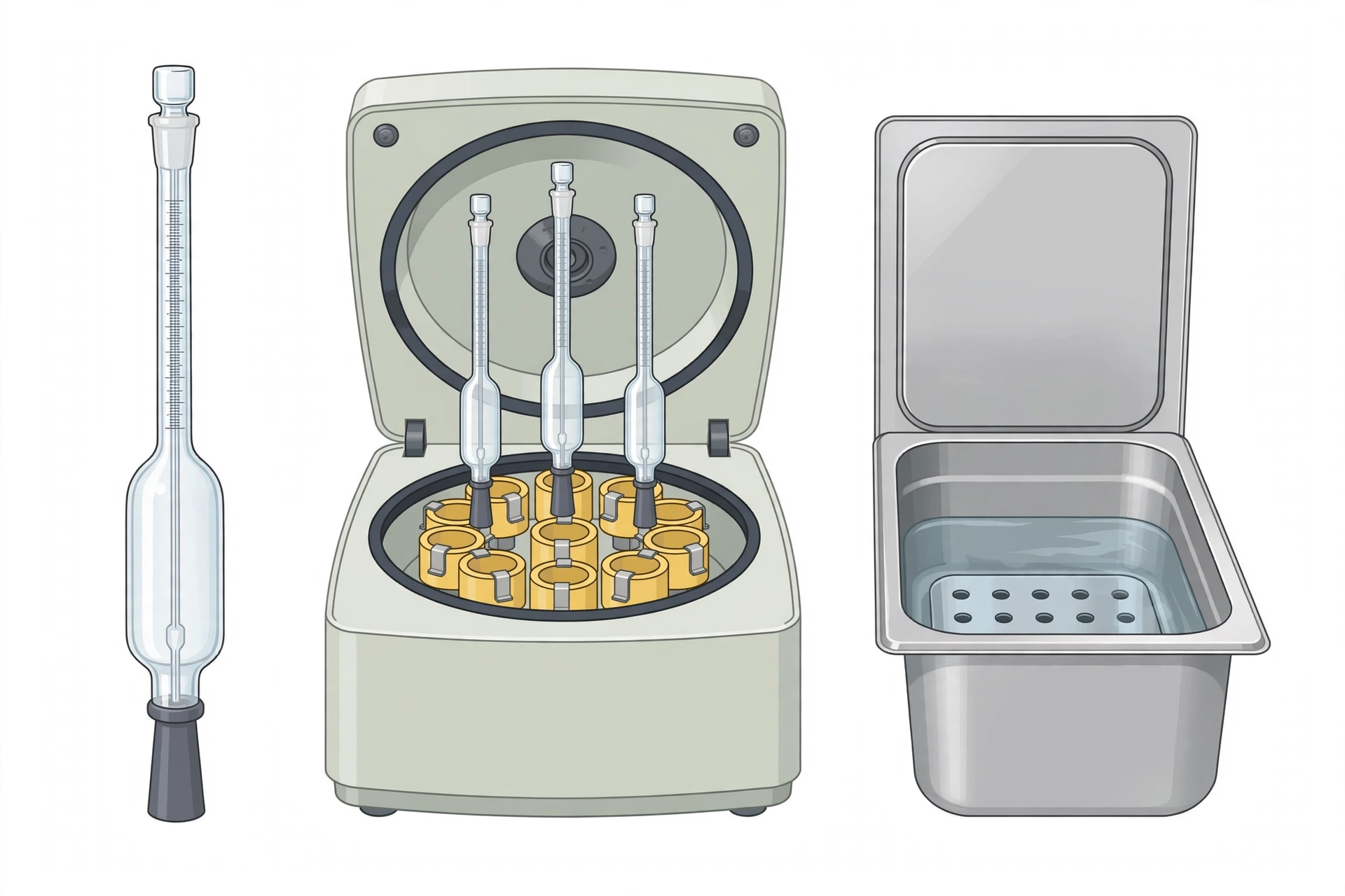 Gerber butyrometer, Gerber centrifuge and water bath for fat determination