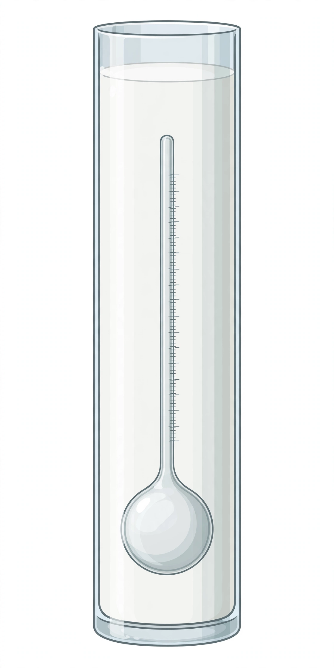 Lactometer floating in a cylinder of milk for SNF determination